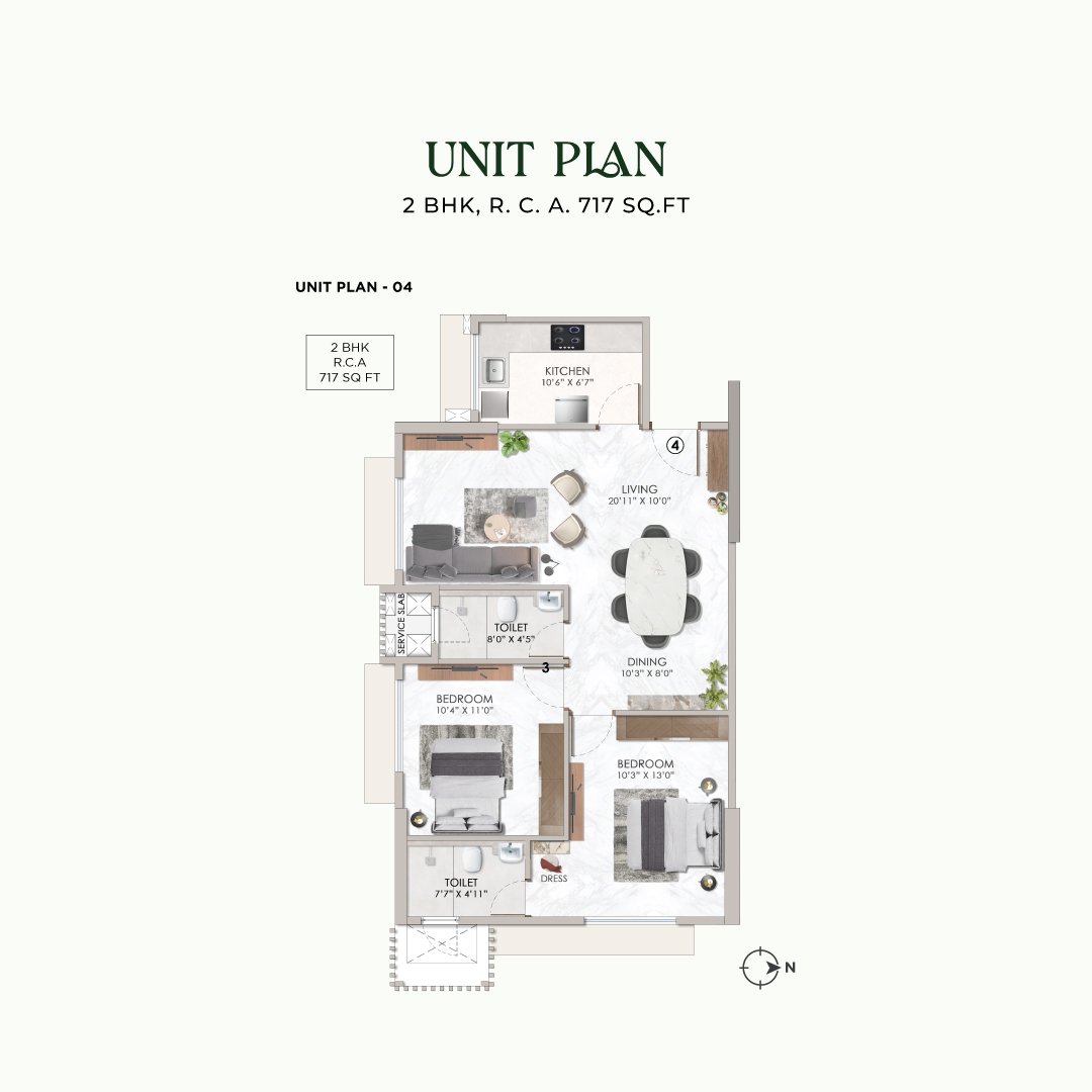 2 BHK Unit Plan
